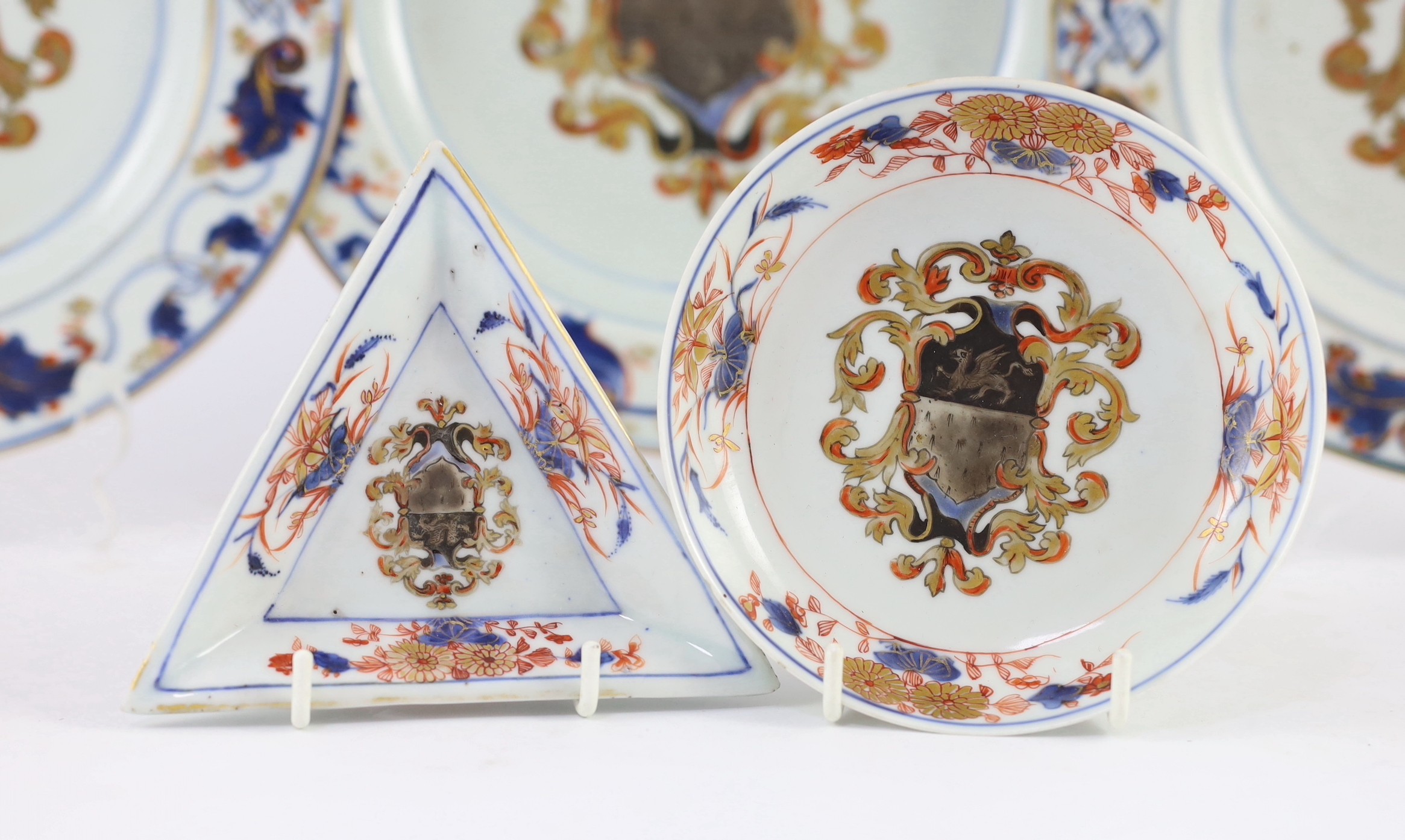 A Chinese export armorial part dinner and tea service, Kangxi period, c.1720